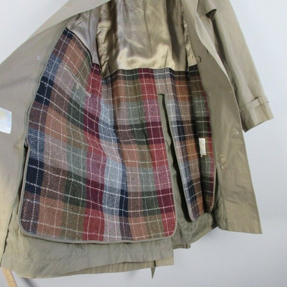 ROC Men Trench Coat Double Breasted Belted Long Jacket Overcoat 40R Khaki 1596 - Picture 7 of 16